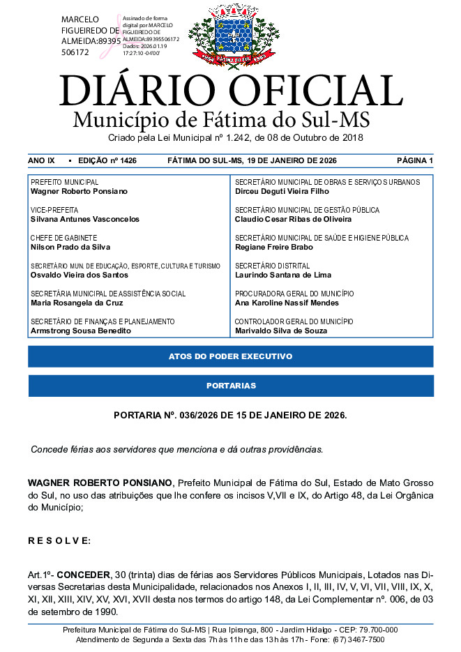 Diário Oficial - Edição nº 1426