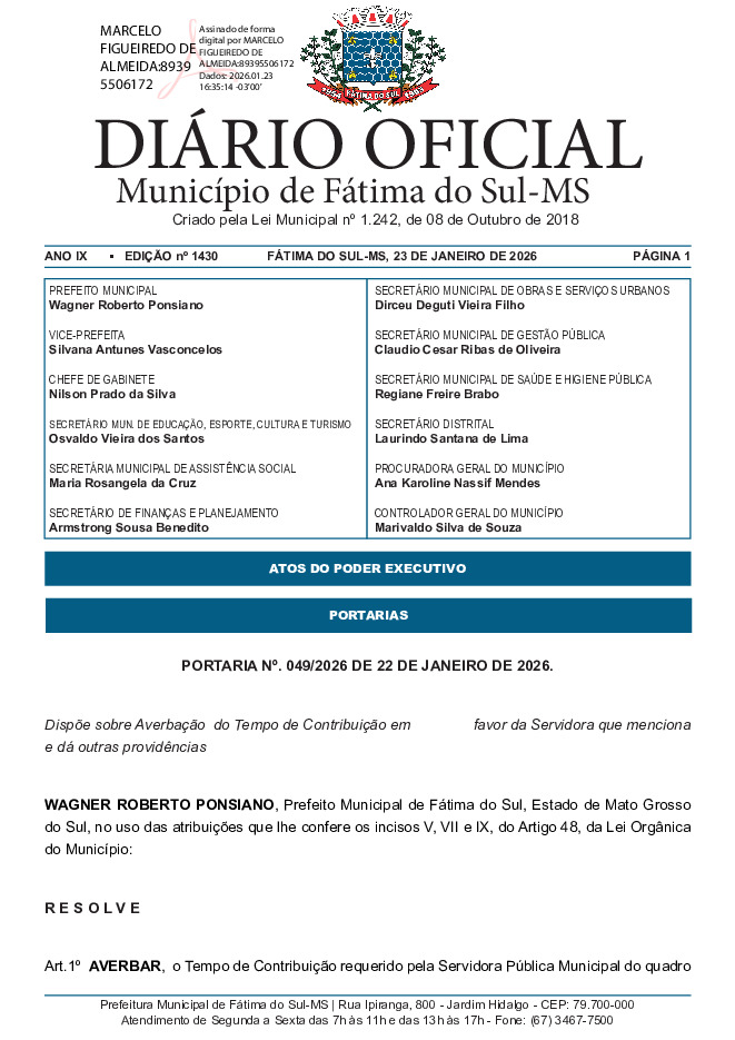 Diário Oficial - Edição nº 1430