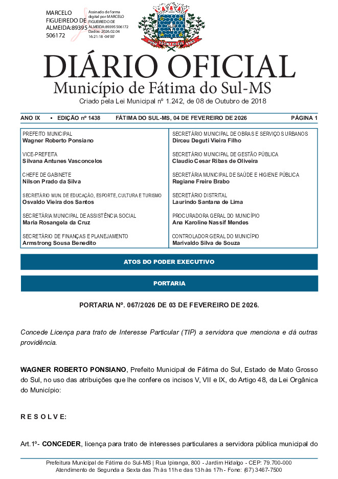 Diário Oficial - Edição nº 1438