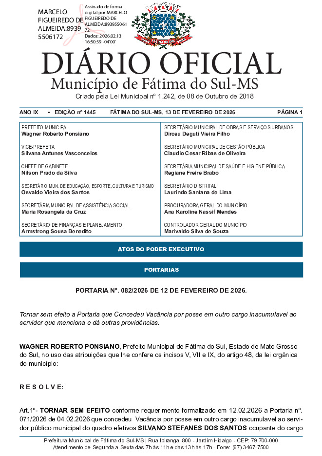 Diário Oficial - Edição nº 1445