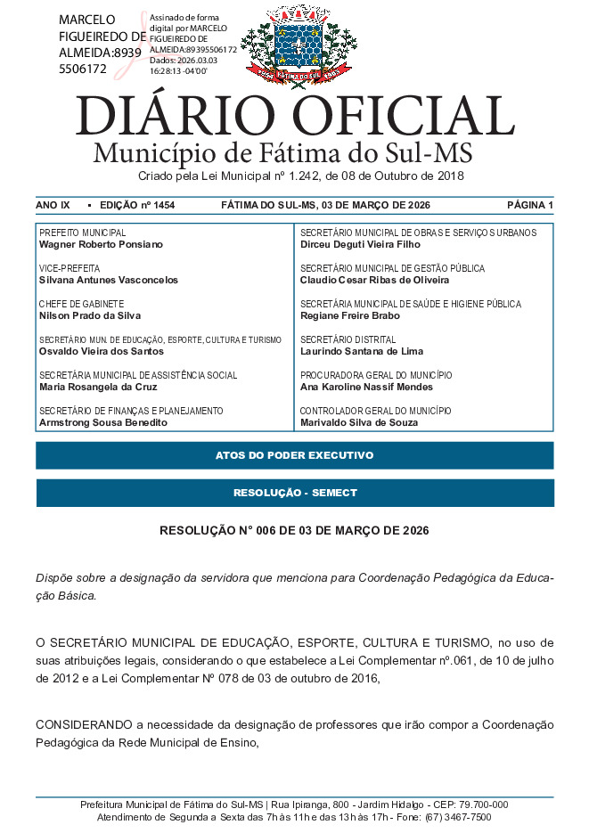 Diário Oficial - Edição nº 1454