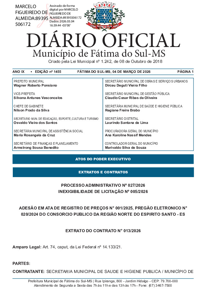 Diário Oficial - Edição nº 1455