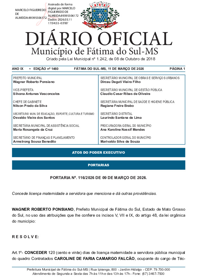 Diário Oficial - Edição nº 1460