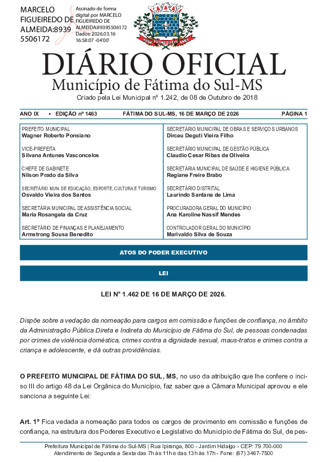 Diário Oficial - Edição nº 1463