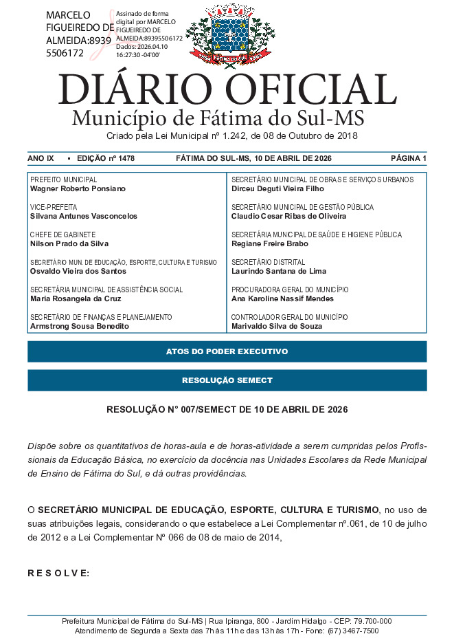 Diário Oficial - Edição nº 1478