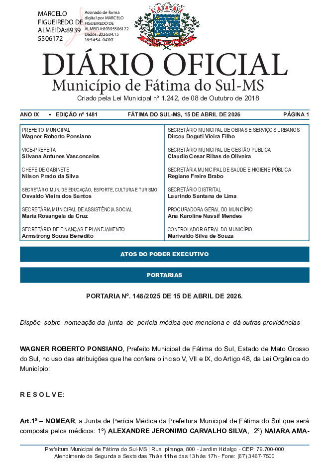 Diário Oficial - Edição nº 1481