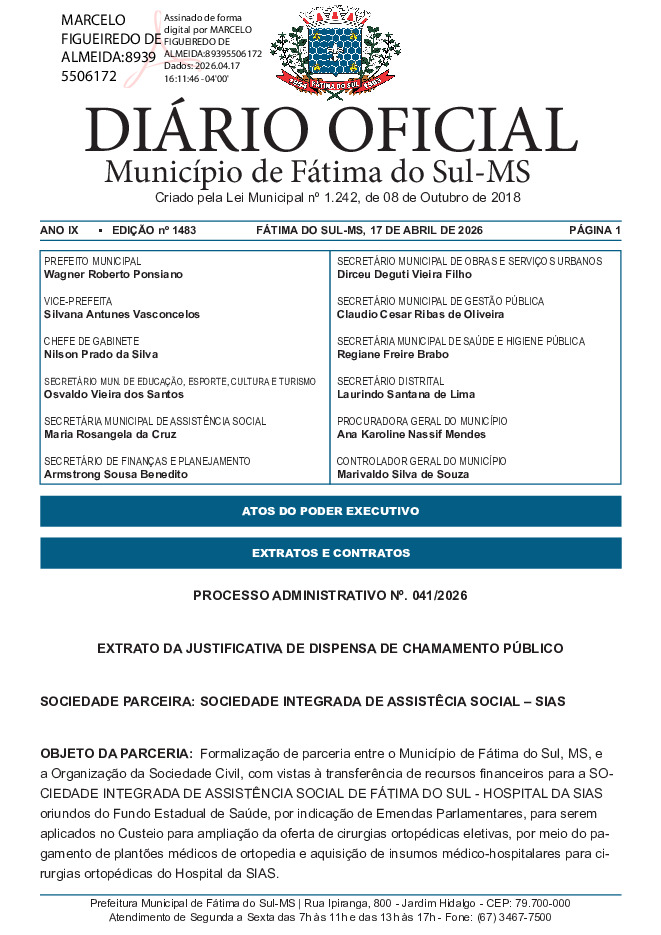 Diário Oficial - Edição nº 1483