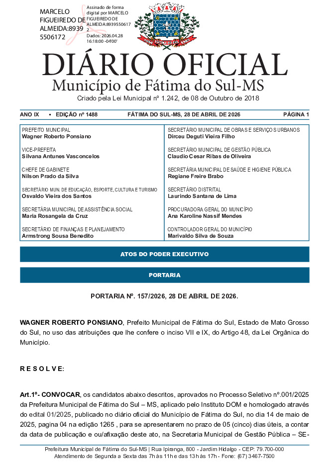 Diário Oficial - Edição nº 1488