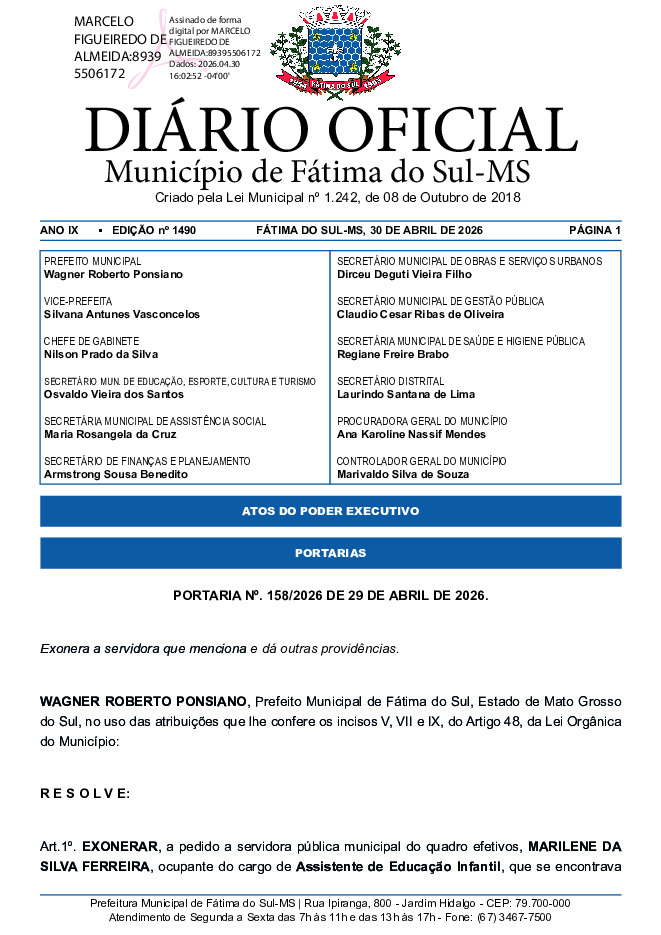 Diário Oficial - Edição nº 1490