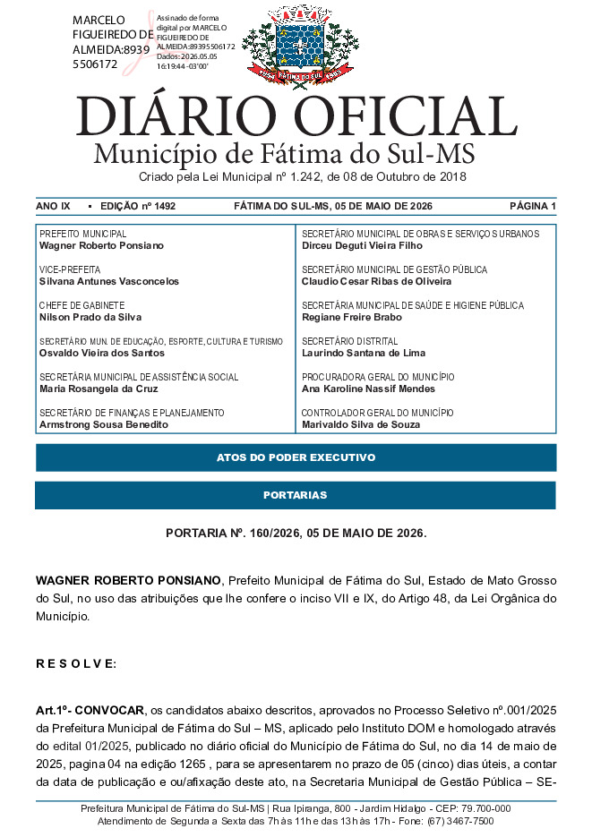 Diário Oficial - Edição nº 1492