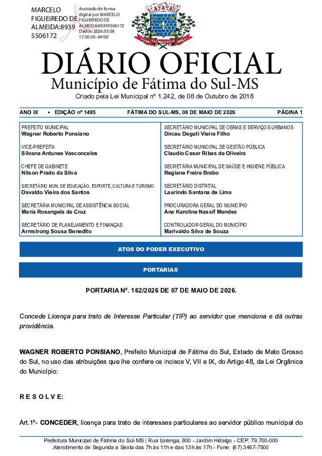Diário Oficial - Edição nº 1495