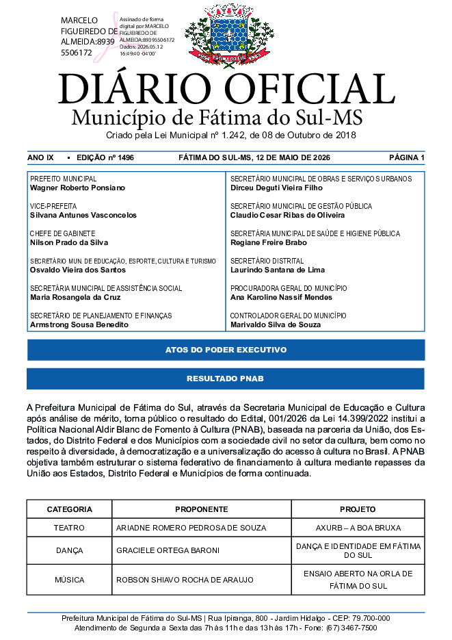 Diário Oficial - Edição nº 1496