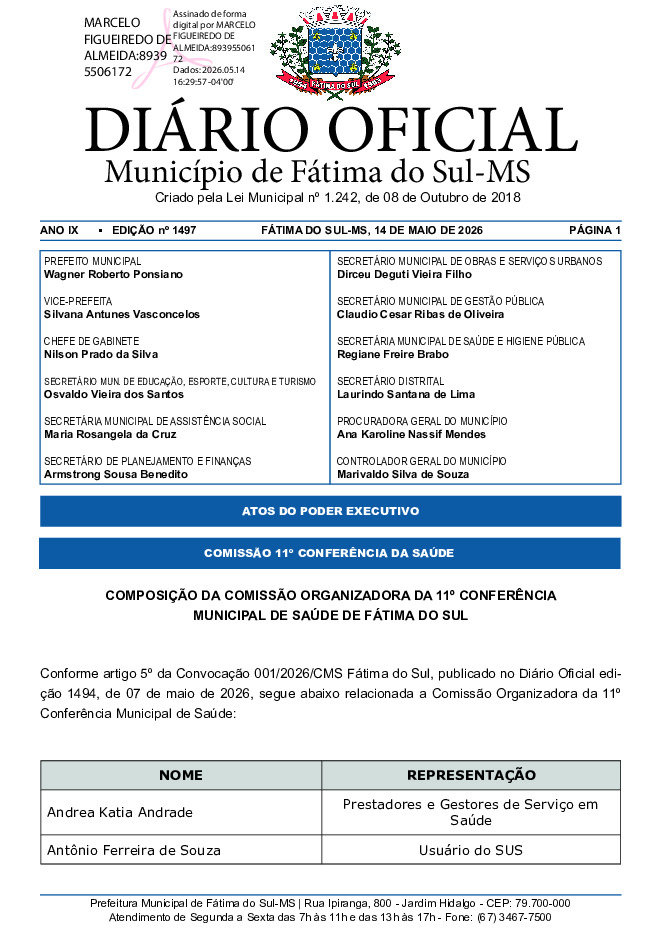 Diário Oficial - Edição nº 1497