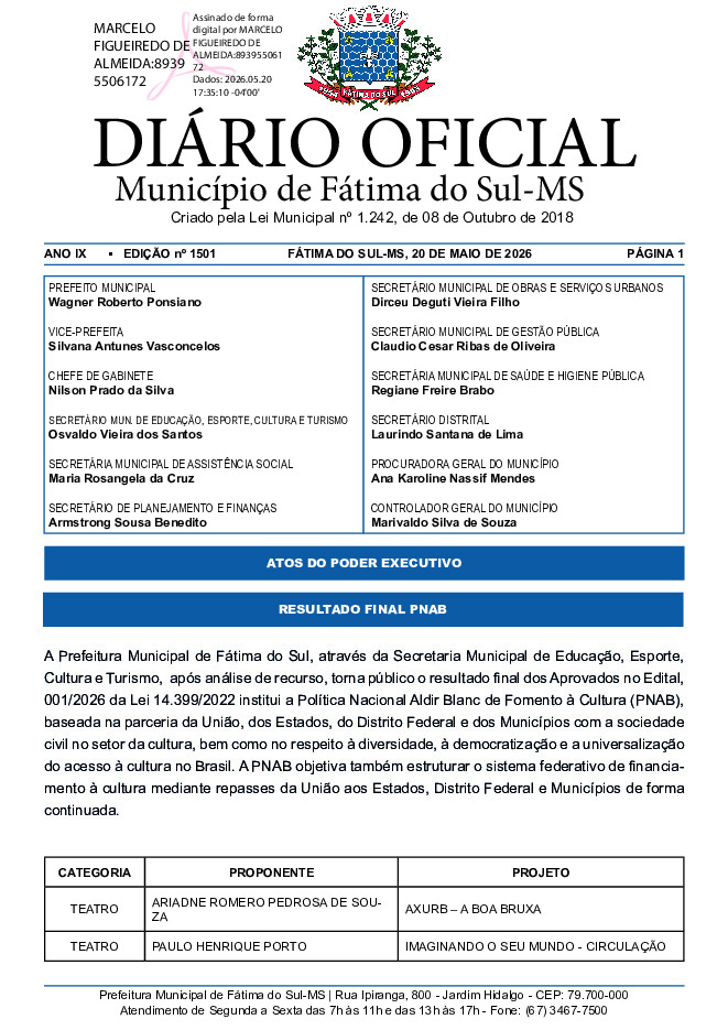Diário Oficial - Edição nº 1501