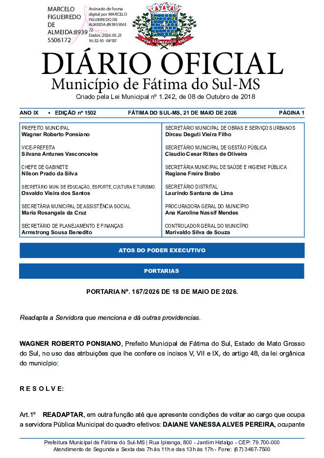 Diário Oficial - Edição nº 1502