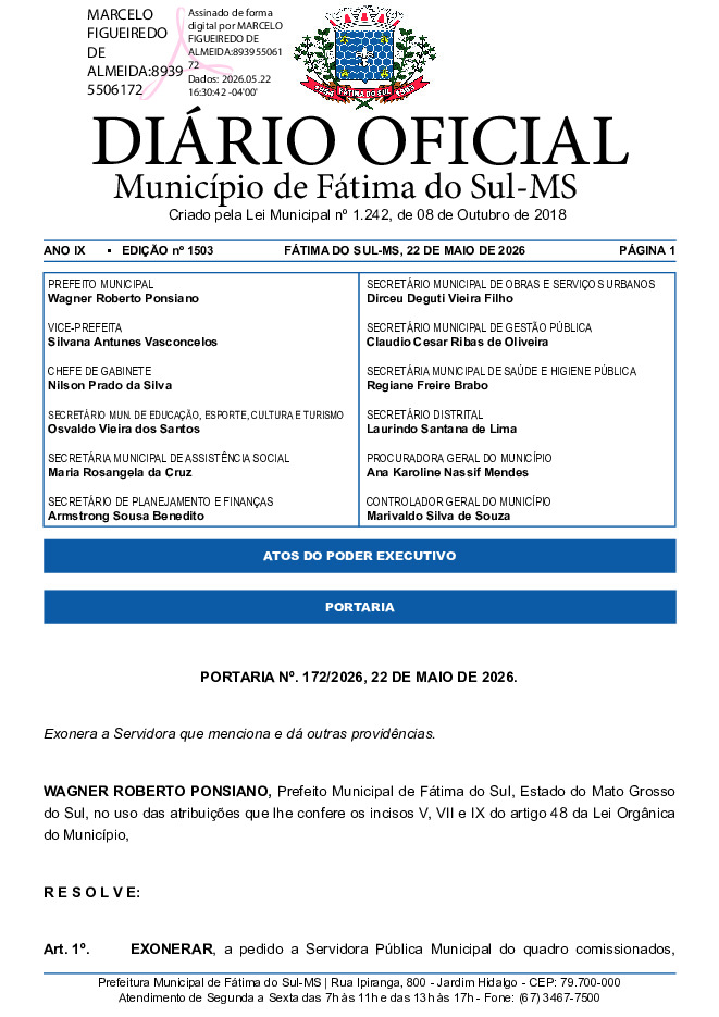 Diário Oficial - Edição nº 1503