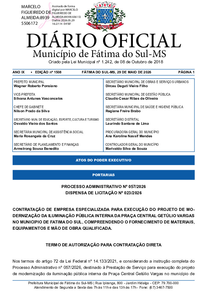 Diário Oficial - Edição nº 1508