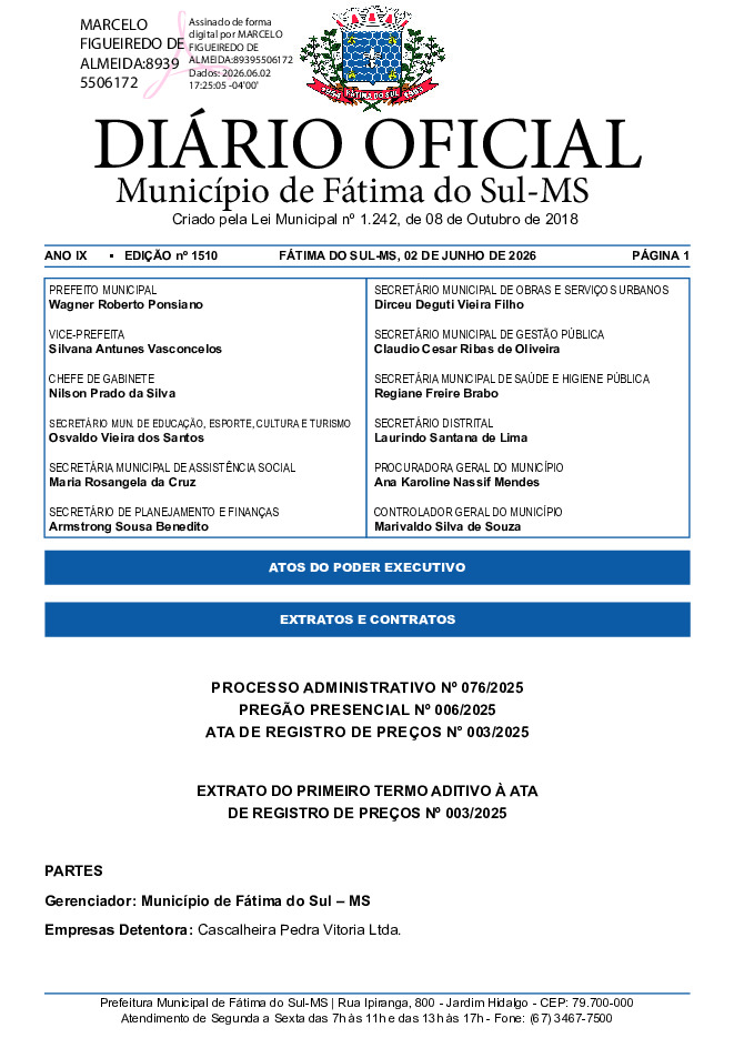 Diário Oficial - Edição nº 1510