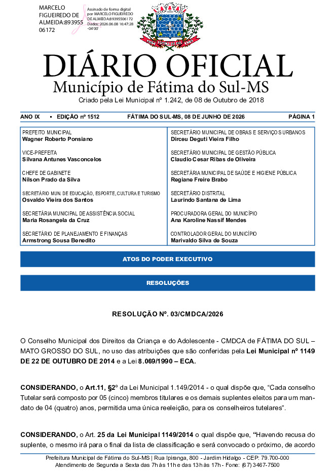 Diário Oficial - Edição nº 1512