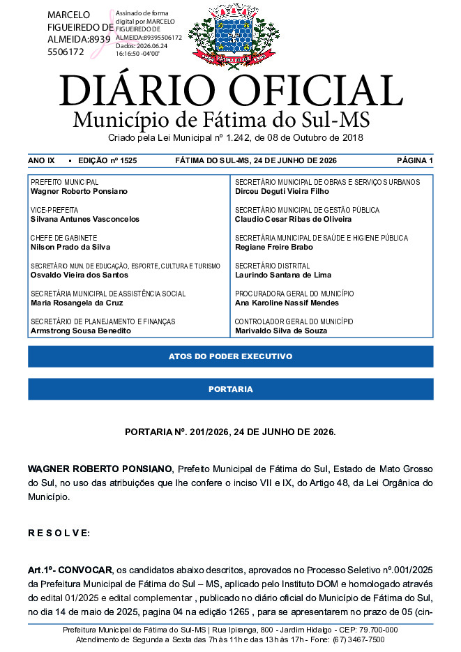 Diário Oficial - Edição nº 1525