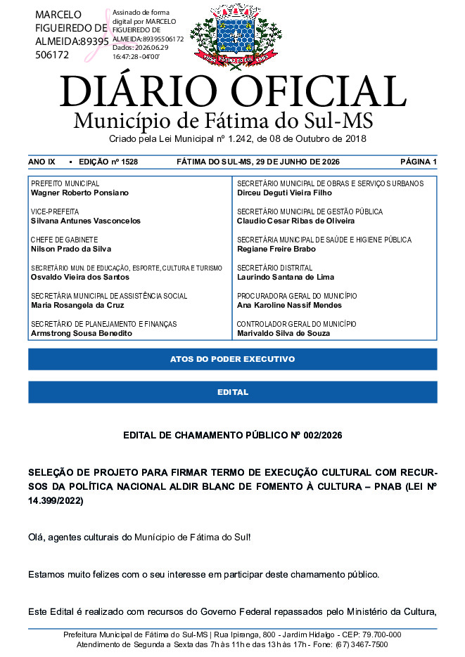 Diário Oficial - Edição nº 1528