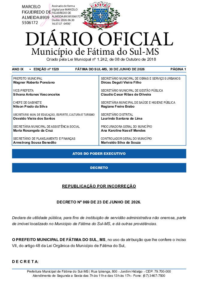 Diário Oficial - Edição nº 1529