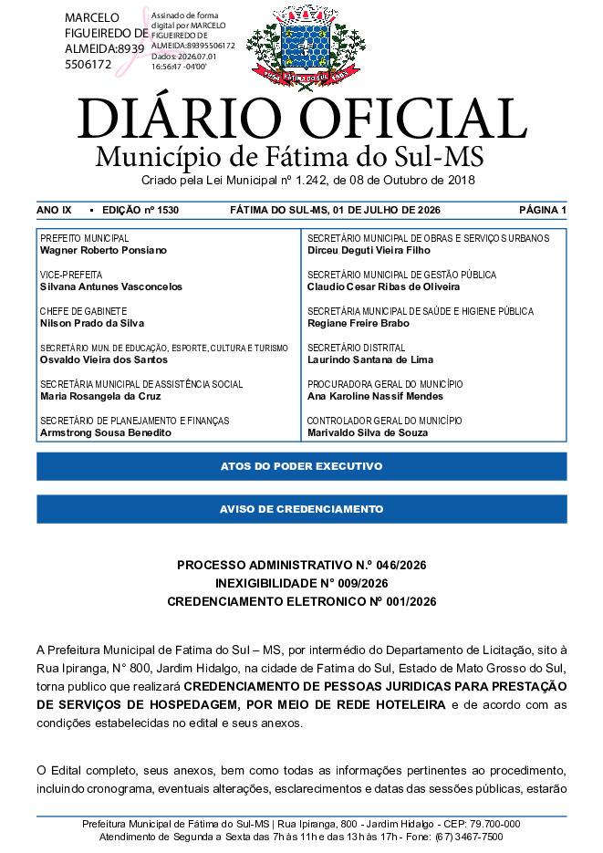 Diário Oficial - Edição nº 1530