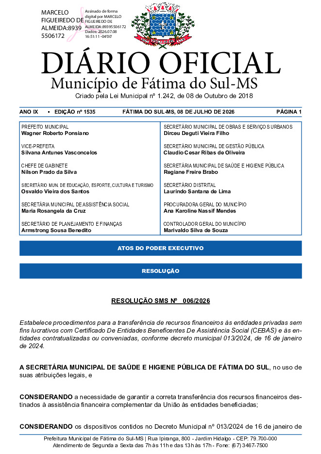 Diário Oficial - Edição nº 1535