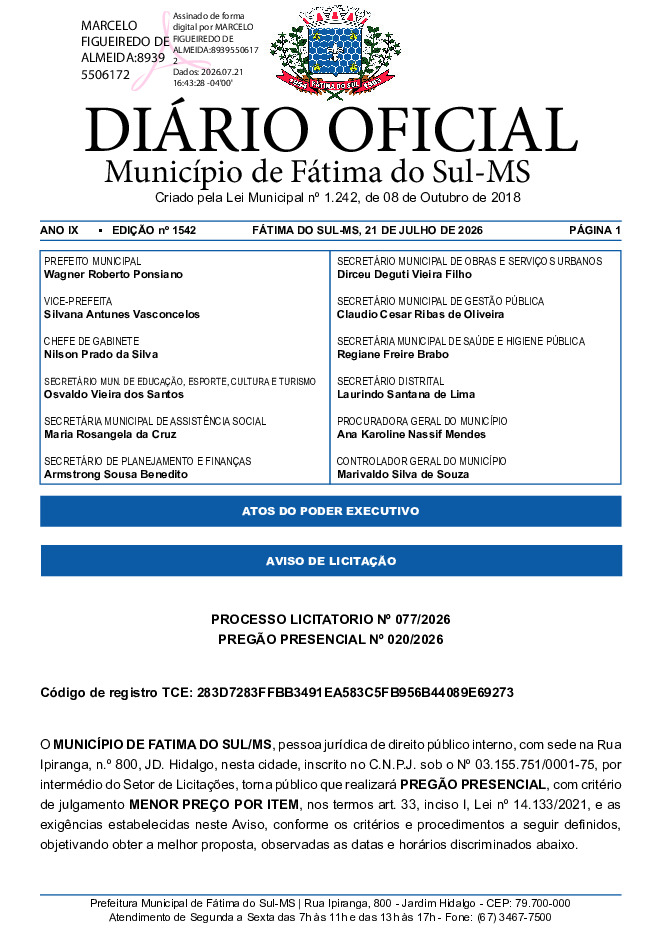 Diário Oficial - Edição nº 1542