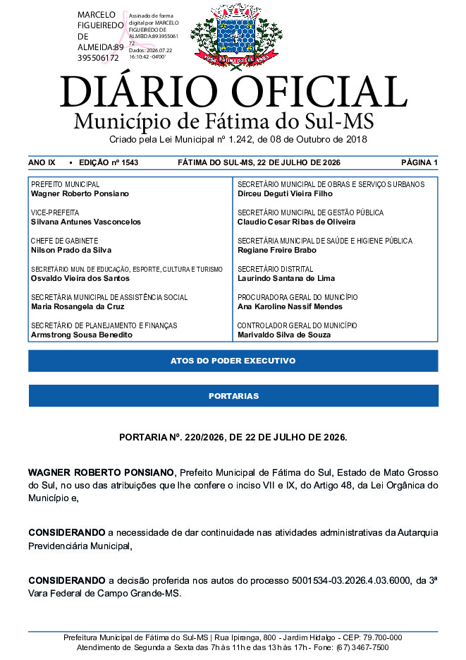 Diário Oficial - Edição nº 1543