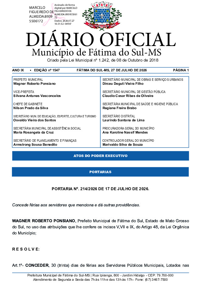 Diário Oficial - Edição nº 1547
