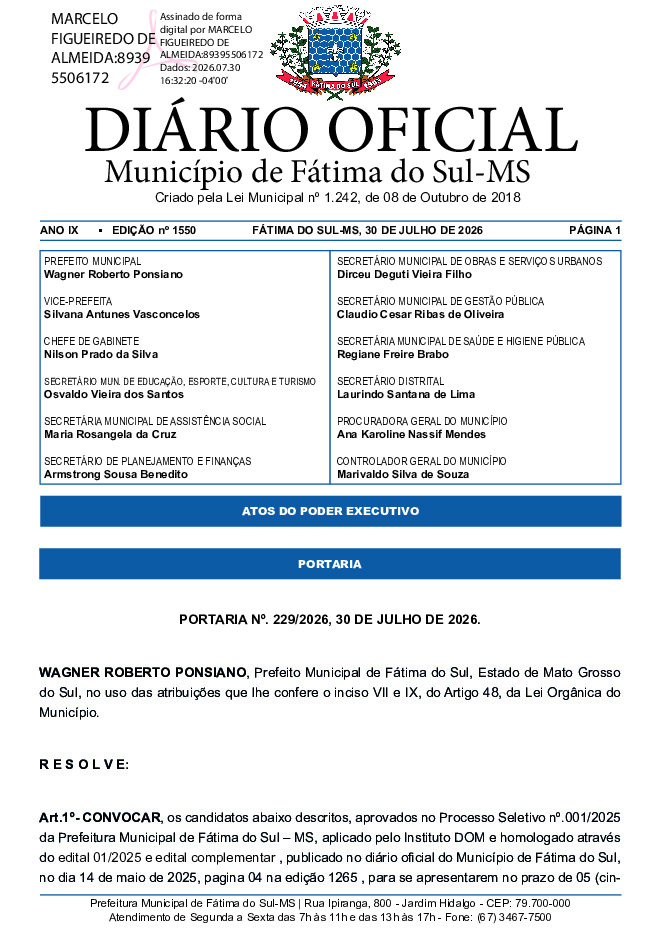 Diário Oficial - Edição nº 1550