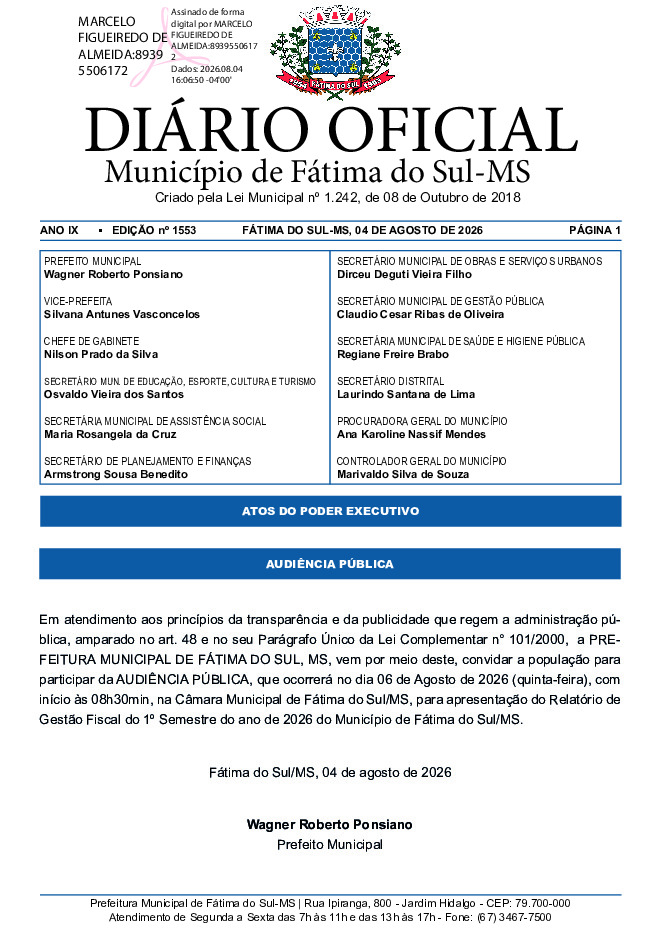 Diário Oficial - Edição nº 1553