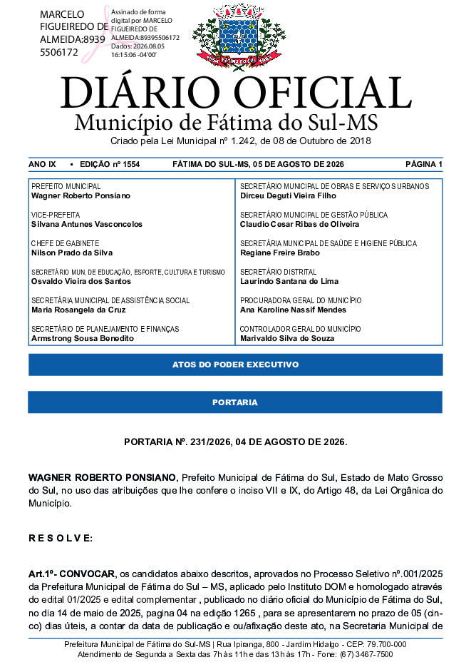 Diário Oficial - Edição nº 1554