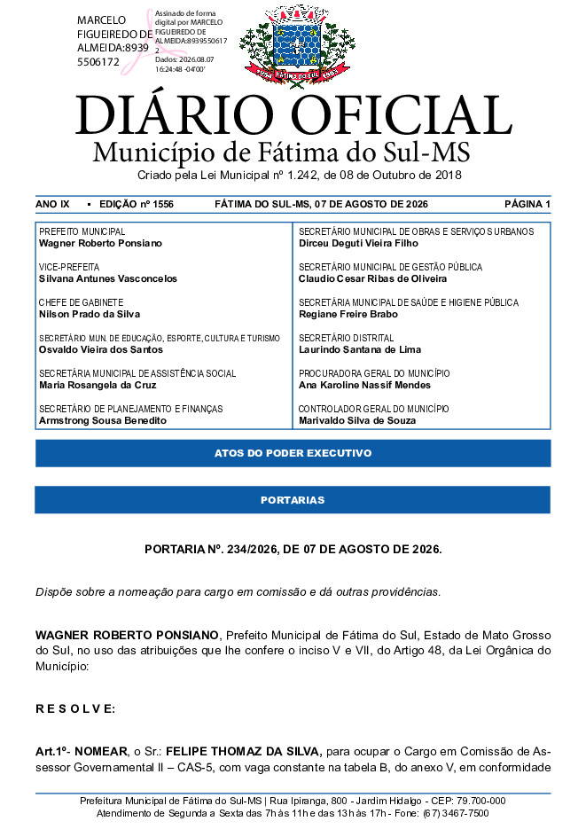 Diário Oficial - Edição nº 1556