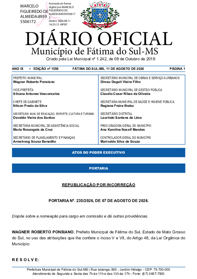 Diário Oficial - Edição nº 1558