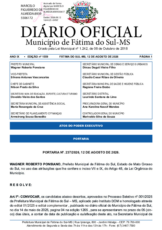 Diário Oficial - Edição nº 1559