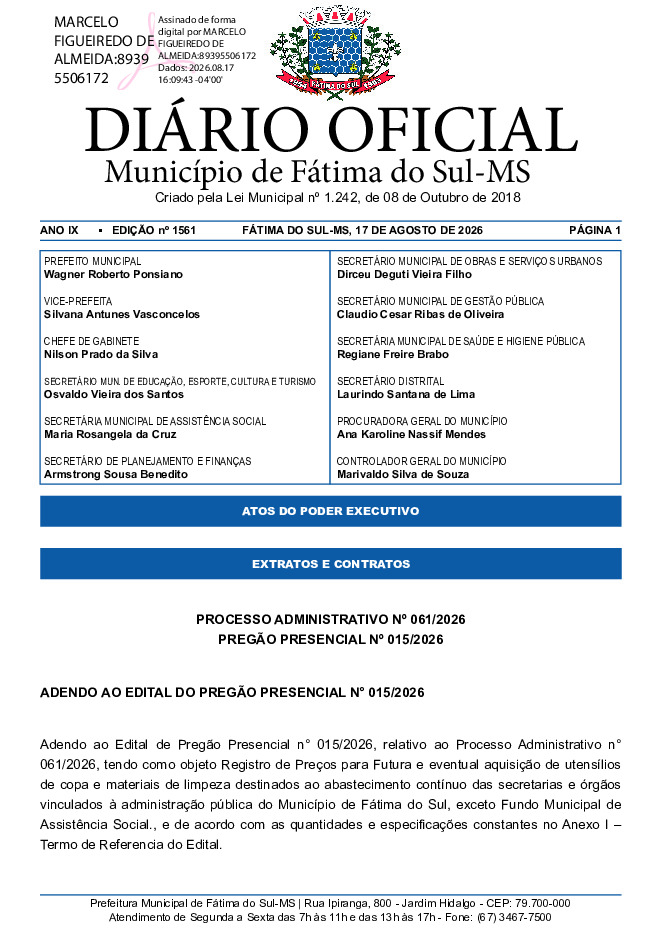Diário Oficial - Edição nº 1561