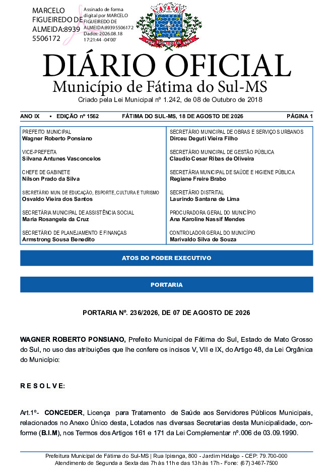 Diário Oficial - Edição nº 1562