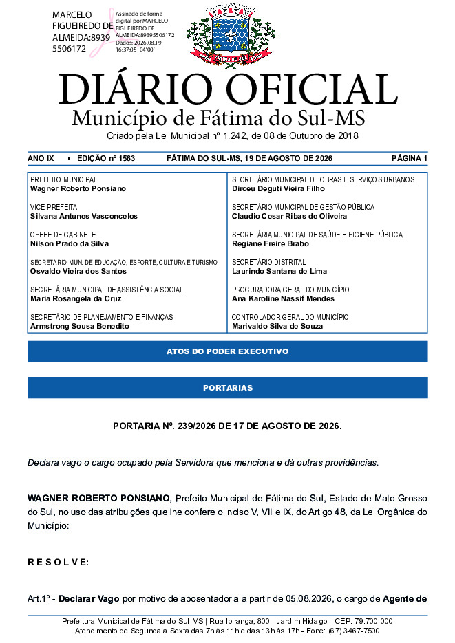 Diário Oficial - Edição nº 1563