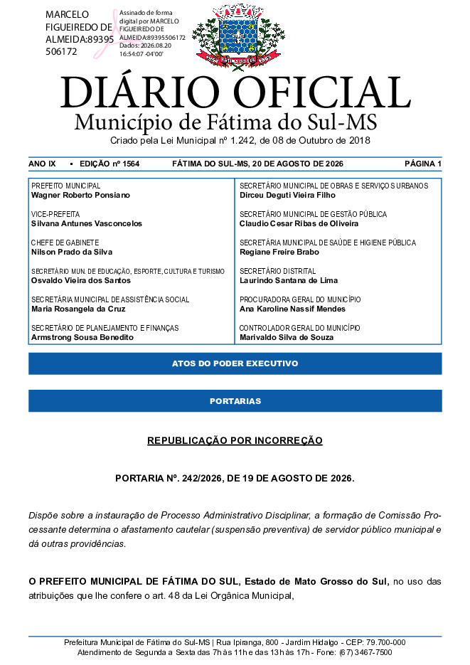 Diário Oficial - Edição nº 1564