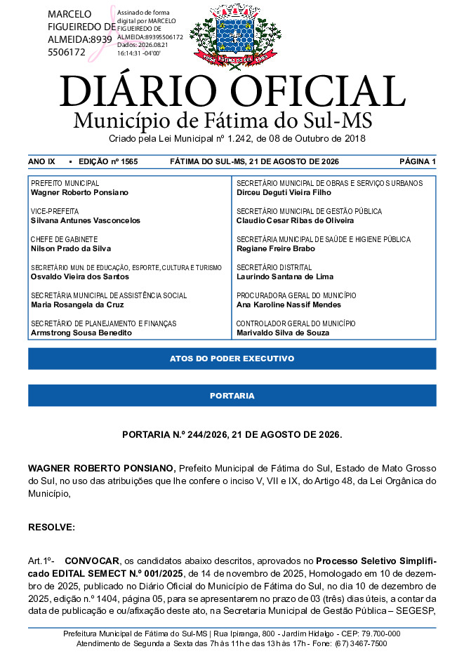 Diário Oficial - Edição nº 1565