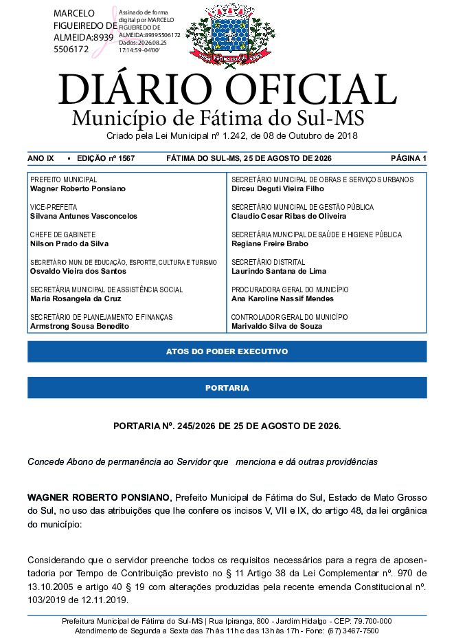 Diário Oficial - Edição nº 1567