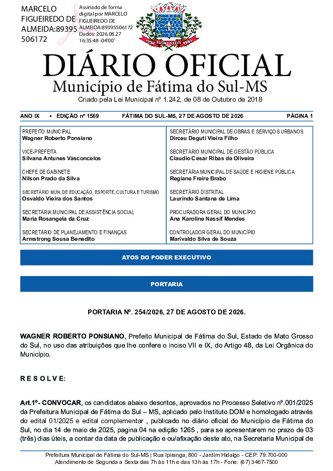 Diário Oficial - Edição nº 1569