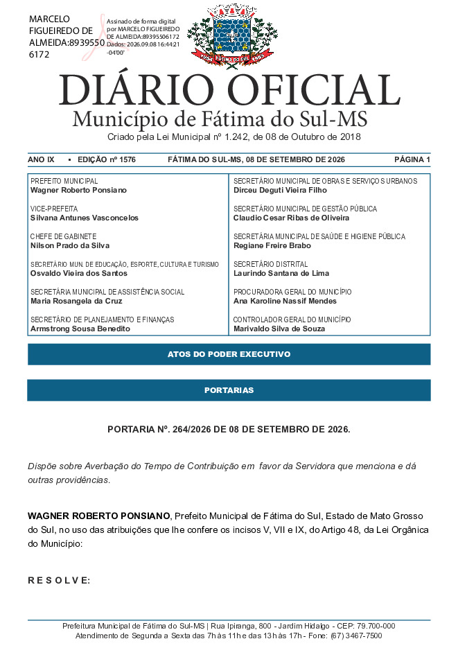 Diário Oficial - Edição nº 1576