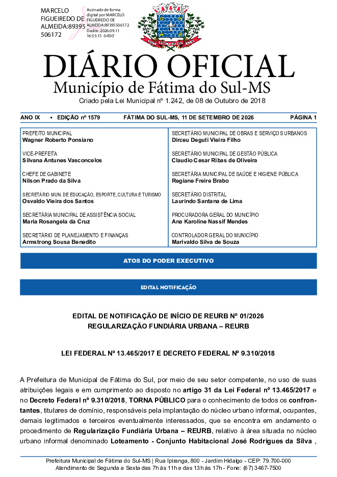 Diário Oficial - Edição nº 1579