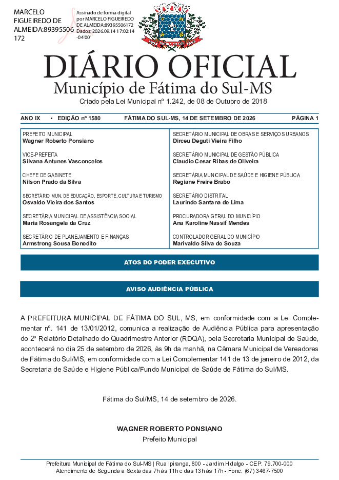 Diário Oficial - Edição nº 1580