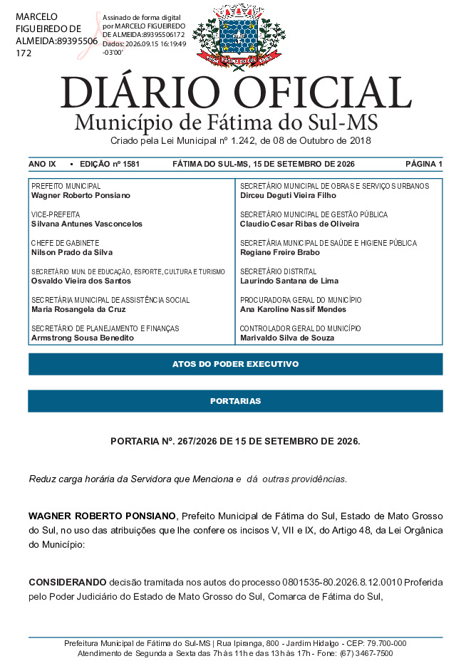 Diário Oficial - Edição nº 1581