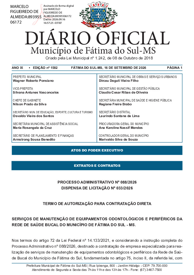 Diário Oficial - Edição nº 1582