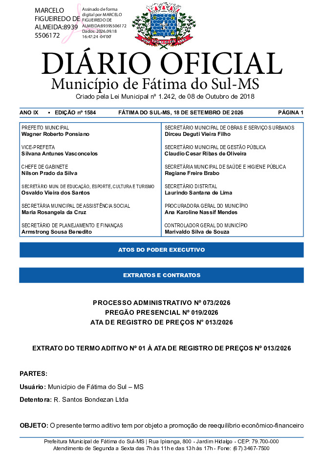 Diário Oficial - Edição nº 1584